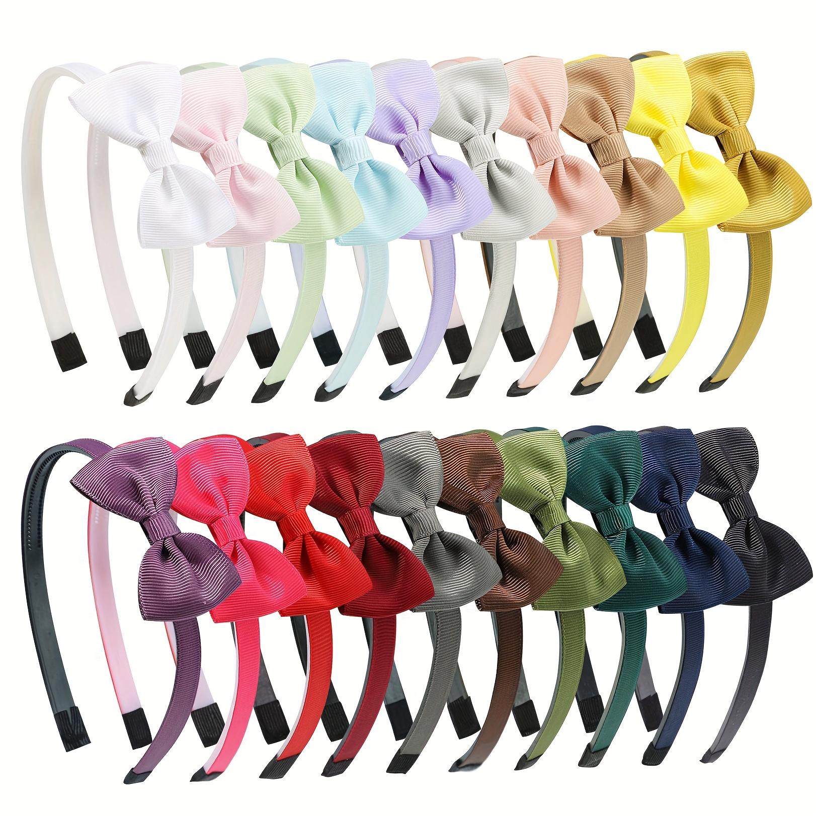 

high quality20pcs Assorted Colorful Bow Non-Slip Headbands for Women - Elegant, Cute Hair Accessories in Various Shades of Plastic Material, Fashion Polychrome