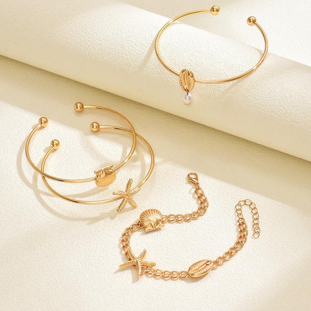 Ocean Wind Bracelet Set European and American Jewelry Shell Starfish Temperament Versatile Design Sense Opening Bracelet