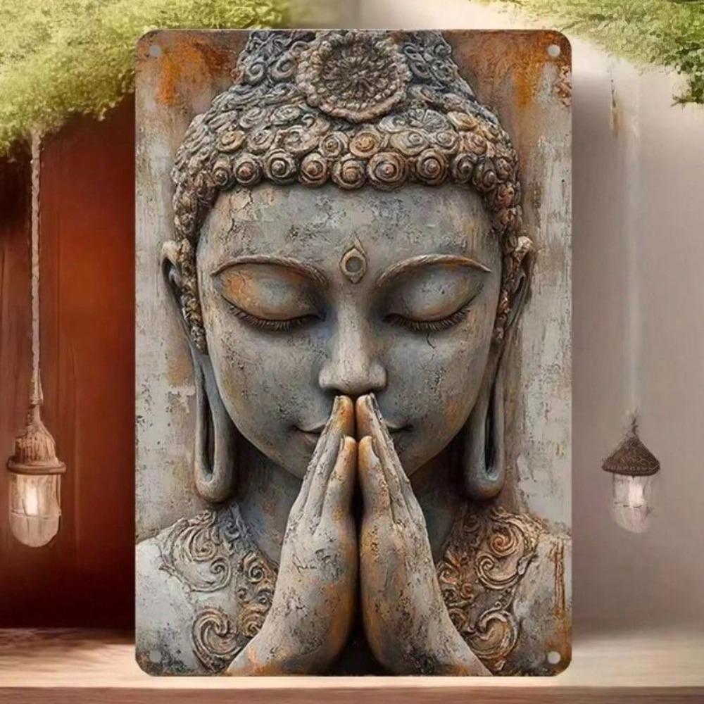 Metal Poster Gold Buddha Wall Art Anti-Corrosion Living Room Decor