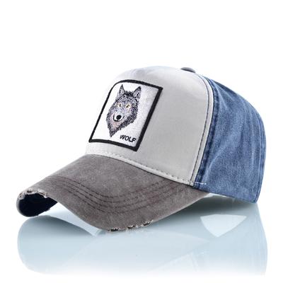 Unisex Baseball Cap Männer Frauen Mode Wolf Stickerei Snapback Hut Frühling Sommer Baumwolle Denim Caps