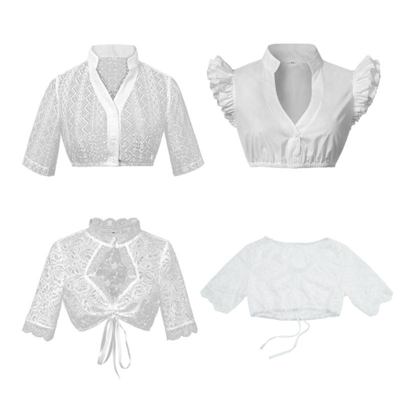 Women's Bavarian Oktoberfest Costume Ladies Traditional Dirndl Blouse Beer Garden Crop Top for Bavarian Oktoberfest