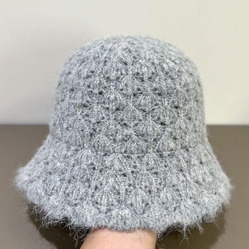 New Wavy Edge Knitted Hat Women's Autumn and Winter Warm Bucket Hat Bucket Hat