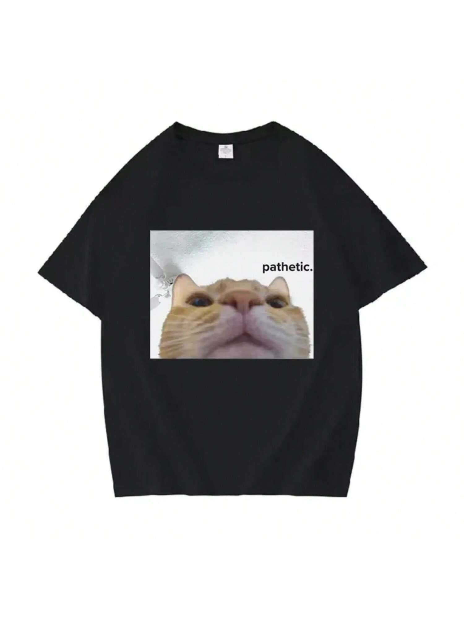 Wounisex Fashion Casual Short Sleeve T-Shirt Funny Pathetic Cat Meme Graphic T Shirts unisex Summer O-Neck Oversized Tees Sport Top S разноцветный