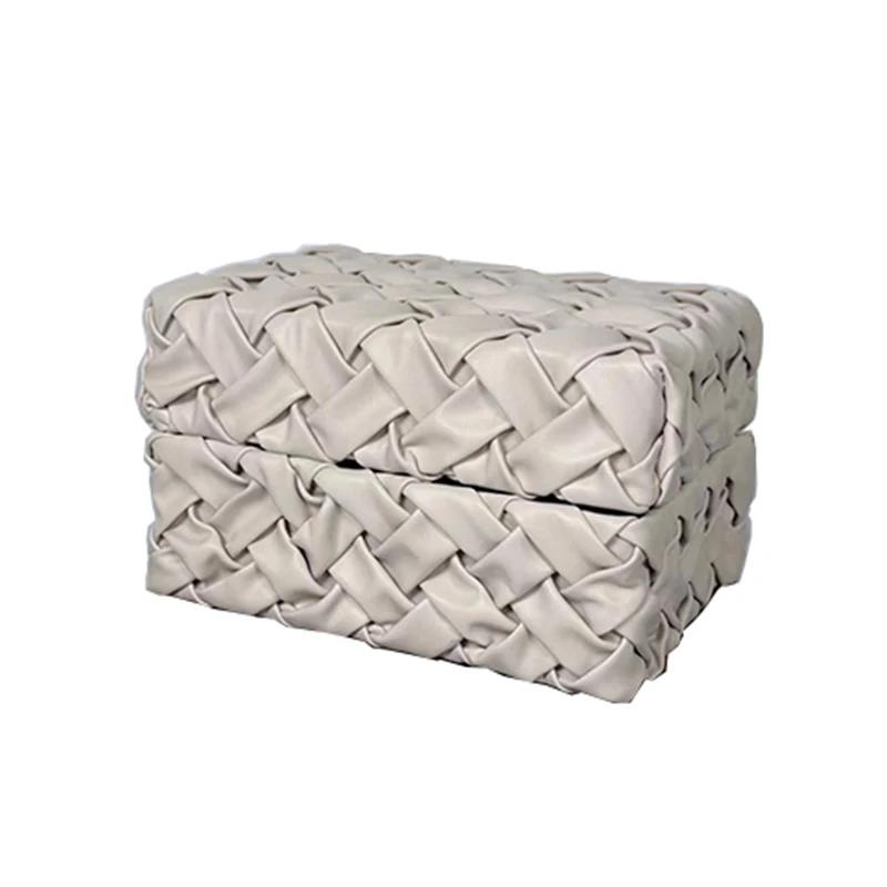 Handmade Luxury Jewelry Box Leather Weave Storage Boxes Necklace Organizer Jewelry Display Case Portable Ornaments Bedroom Packaging Art Boxes Gifts