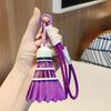 High-Value Rainbow Badminton Pendant Keychain: Creative Sports Backpack Decoration & Gift