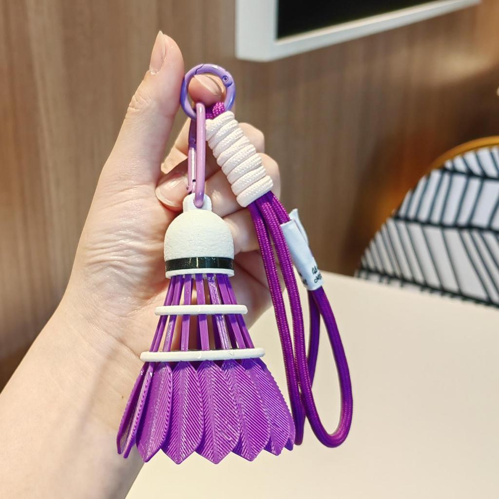 High-Value Rainbow Badminton Pendant Keychain: Creative Sports Backpack Decoration & Gift