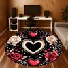 1PC heart roses Office Round Area Rug, Under Office Chairs Bedroom Living Room Home Decor,Carpet for Office, -1110216