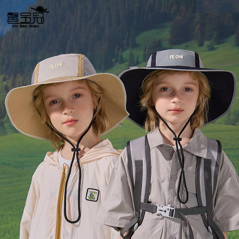 Children's Hats Outdoor Travel Breathable Sunscreen Hats Men's Thin Big-brimmed Sun Hats Quick-drying Waterproof Color Matching Bucket Hats