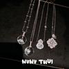 Flower Silk Color, Fairy Chain 7A Natural White Crystal Small Light Bulb Pendant Necklace, New Chinese Gourd Flash Diamond Neck Chain
