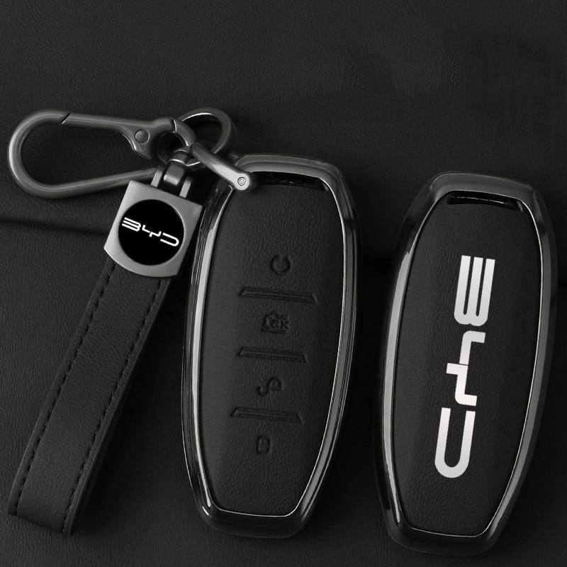 Car Key Fob Case For Byd Atto 3 Han Ev Dolphin Lied Tang Dm Qin Plus Song Pro Max Yuan Car Key Case Zinc Alloy Leather Case