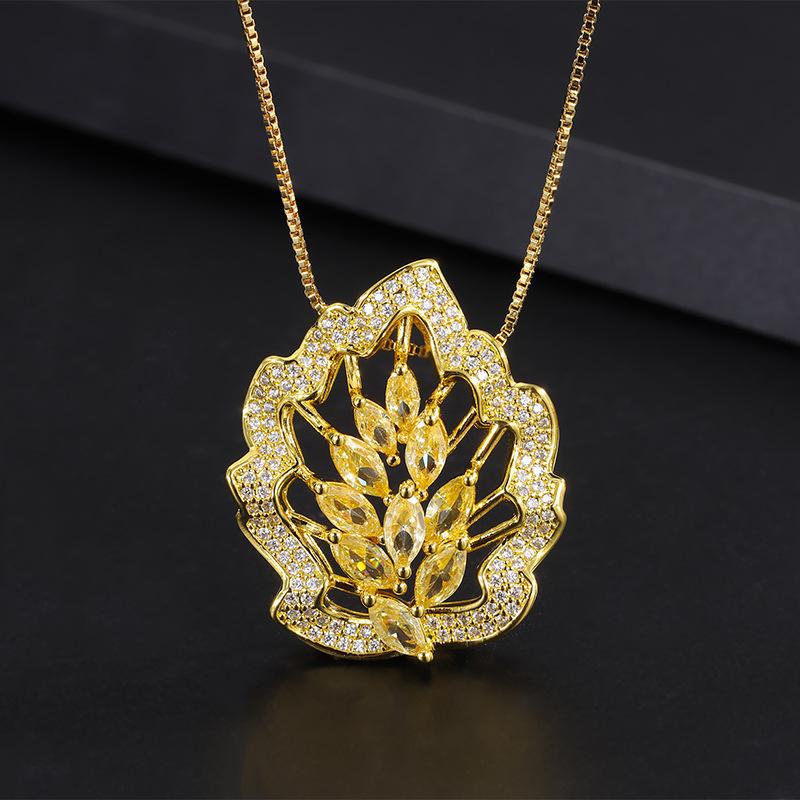 

Новое ожерелье с подвеской из циркония в виде кленового листа, ожерелье из микродрагоценных камней с цирконами, легкая роскошная цепочка на ключицу из розового золота