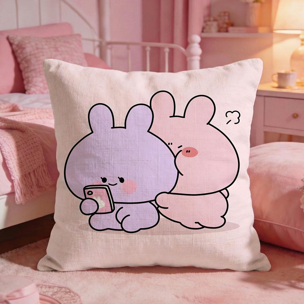 Asamimichaan AAsleeps Cute Cushion Cover Premium Comfort Reversible Pillow Cove Two In One Design For Any Room  Car Interior