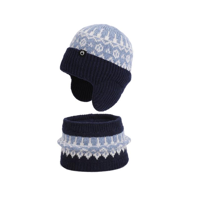 Kids Winter Knit Hat And Scarf Set With Fleece Earmuffs For Outdoor Warmth And Wind Protection