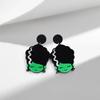 Creative Adorable Green Halloween Monster Earrings Fun Cartoon Design Stylish Accessory for Women Girls Daily Party  Gift