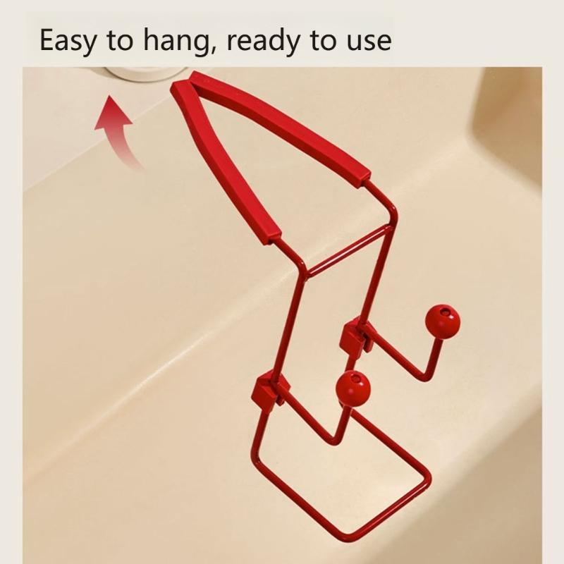 Metal Faucet Sponge Holder Rack, Two Shelf Sink Rack With Hanging Fit and Open Wire Drainage for Washing Tools