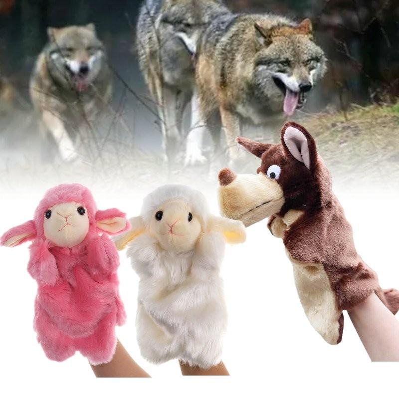 Adorable White Sheep And Big Bad Wolf Storytelling Puppet Hat For Kids Playtime