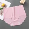 One-Piece Seamless Ice Silk High-Waist Hip-Lifting Women's Underwear with Wavy Edge and Breathable Pure Cotton Crotch.