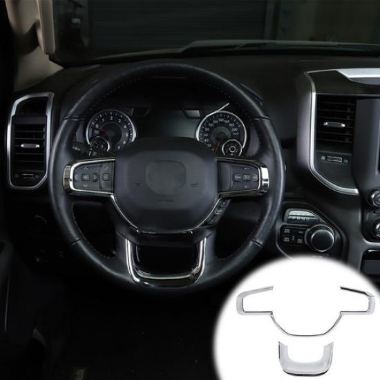 Inner Steering Wheel Frame Cover Decor Trim For Dodge Ram 1500 2018-2020 Chrome
