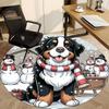 1PC Winter Snow Dog Office Round Area Rug, Mat Suitable For Office, Under Office Chairs Bedroom Living Room Home Decor, Room Deco