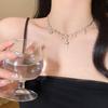 Pledge Star Necklace Quadruple Star Flash Diamond Atmosphere Water Drop Collarbone Chain Sweet Cool Neck Chain Cross