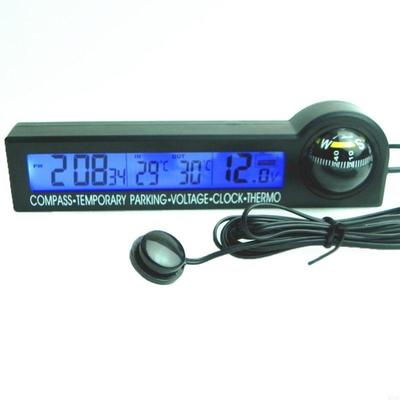 2025 New Car Temporary Parking DecorationAutomobile Digital Campa Clock Thermometer 12V Meter Alarm LCD Backlight