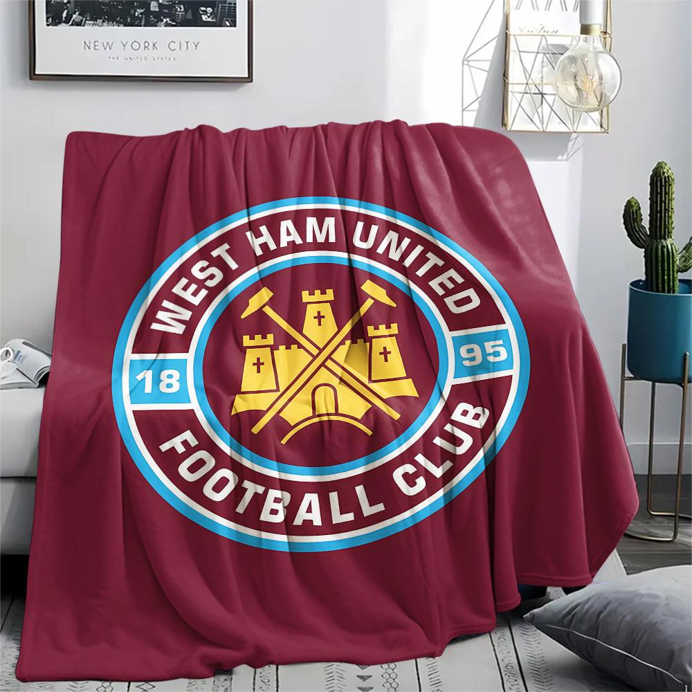 1 Peça Manta de Flanela com Estampa do West Ham United, Alta qualidade Todas as Estações, Decoração de Casa, Calor e Conforto, Perfeita para Presentes de Natal