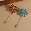 Sparkling Flower Tassel Brooches Red/Blue Luxury Firework Zircon Pins Shiny Exquisite Rhinestone Lapel Pins