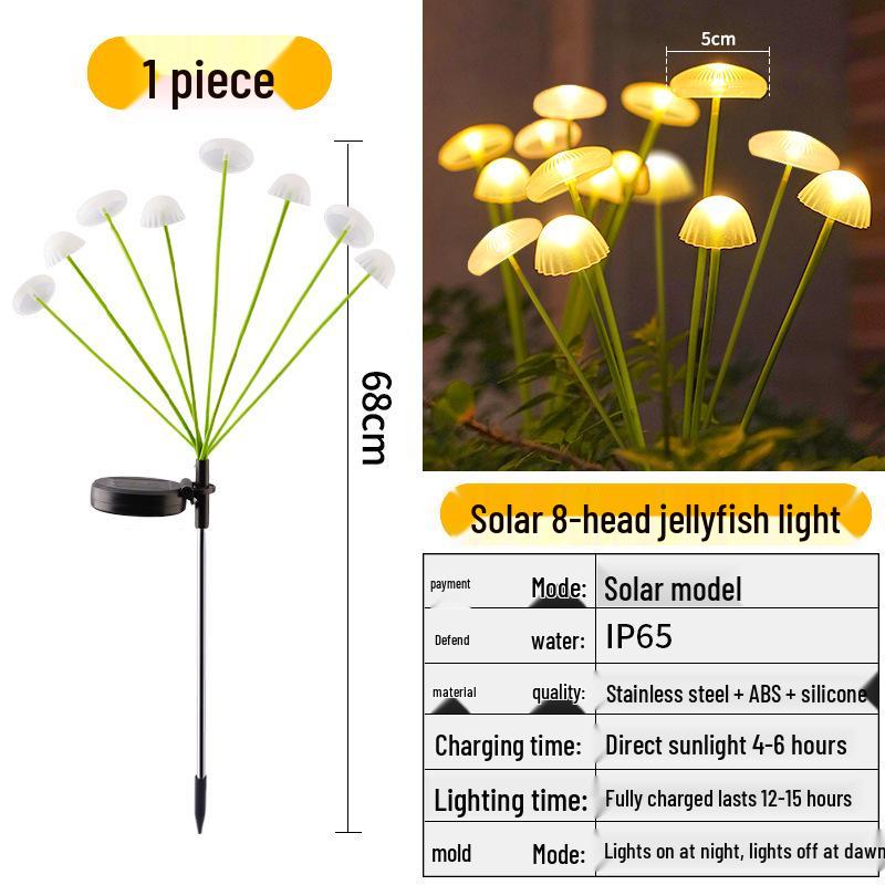 Pilzform Solar-LED-Lichterkette, Wasserdichte Outdoor-Campinglichter, Quallen-Design mit Windbetrieb