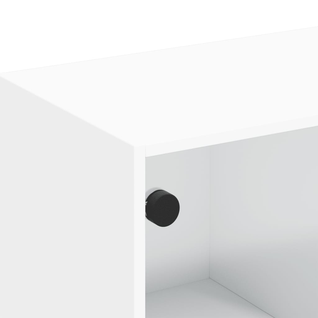 TV Cabinet with Glass Doors White 102 X 37 X 42 Cm