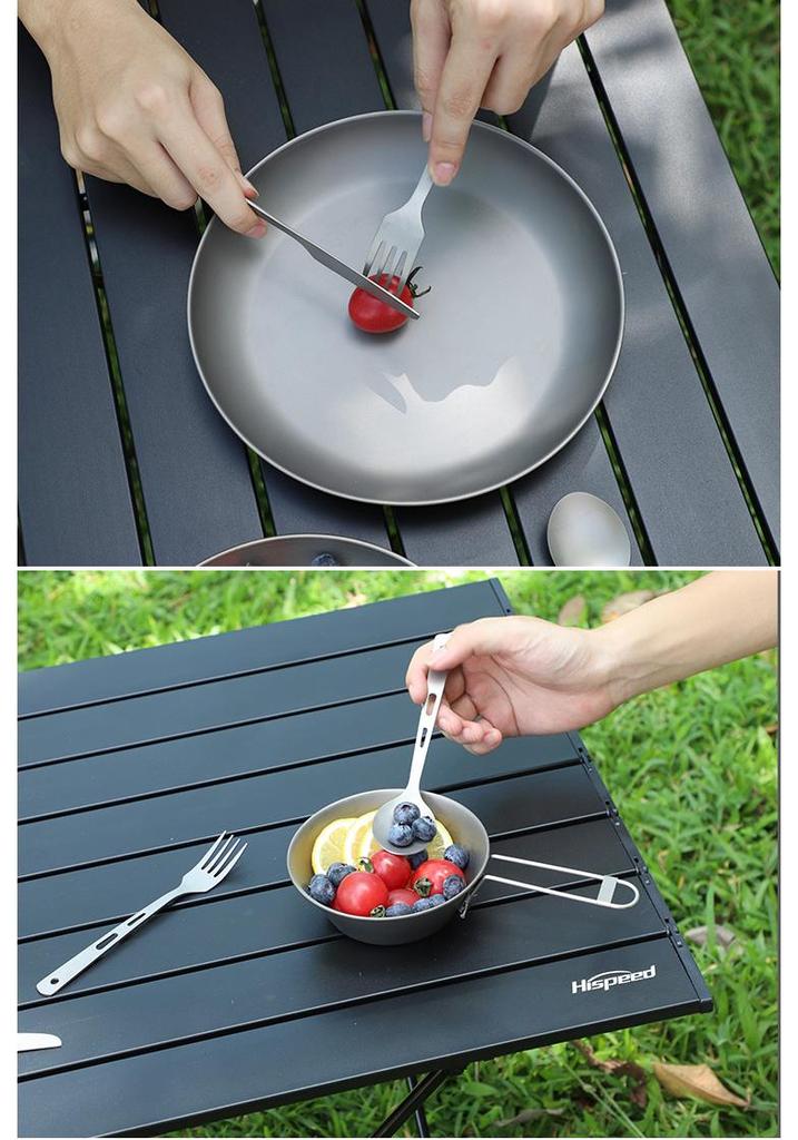4-Piece Portable Titanium Cutlery Set with Chopsticks and Storage Box for Camping