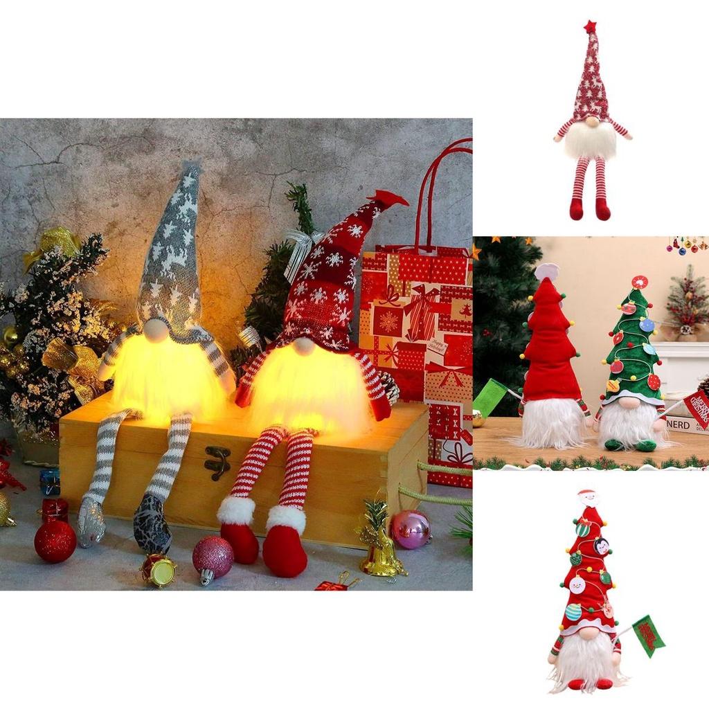 Incredibly Soft Christmas Gnomes With Led Lights Plush Dolls Xmas Ornament