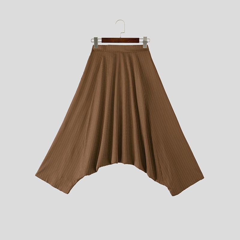 INCERUN Vintage Men Elastic Waist Gothic Striped Casual Baggy Drop-crotch Pants