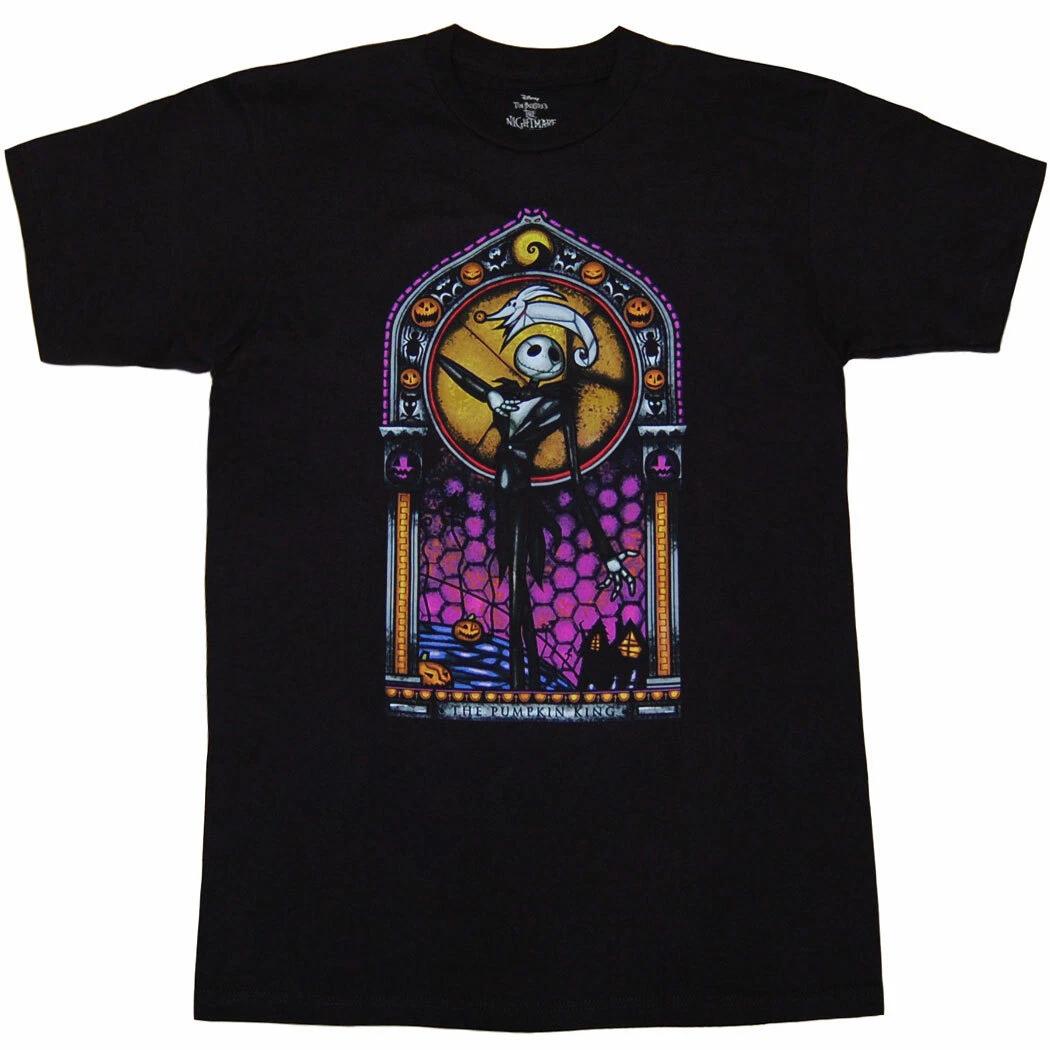 Nightmare Before Christmas Jack Stained Glass 100% Cotton T-shirt Mens Tees Top 4XL