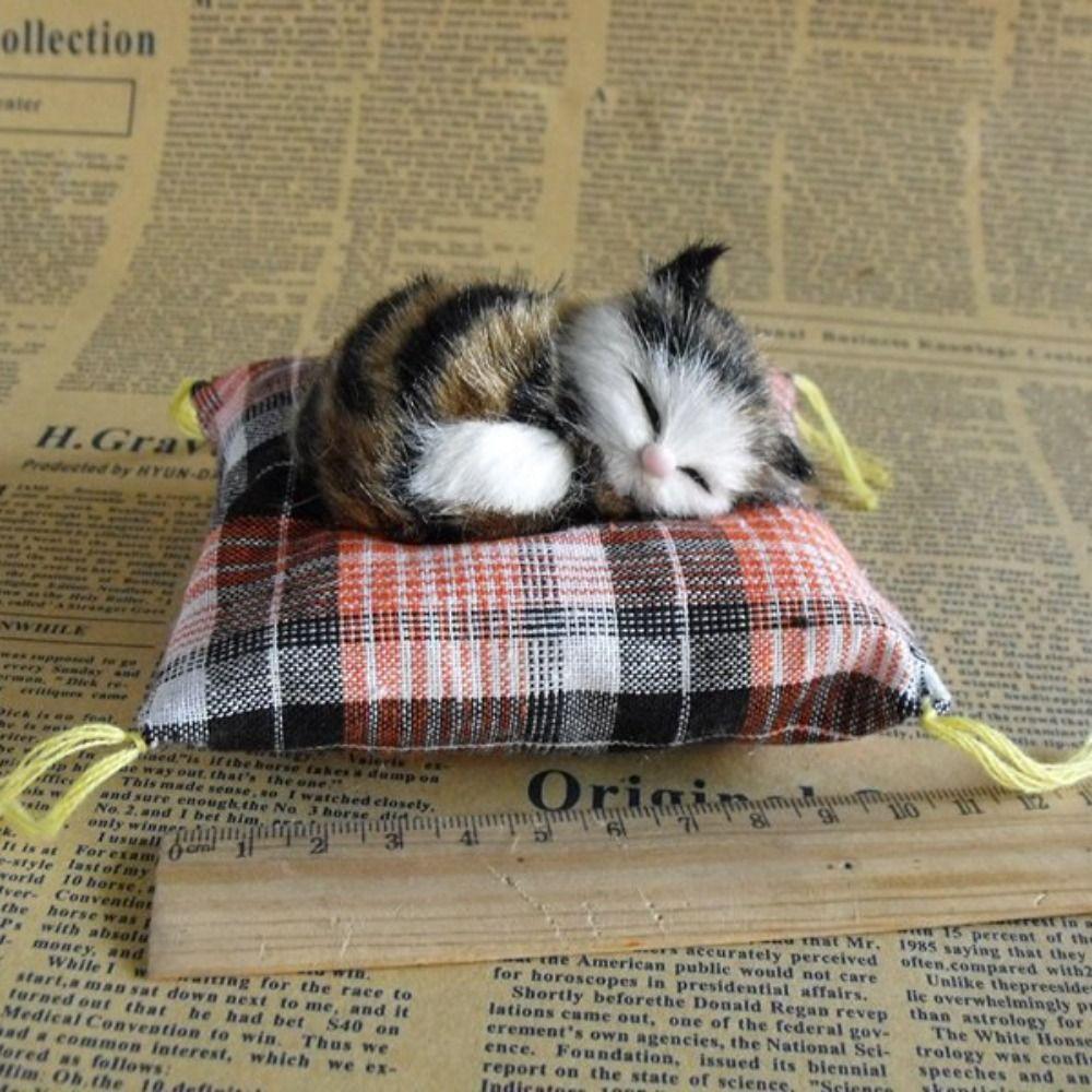 Cloth Plush Simulation Fur Cat Kawaii Kitty Cute Animal Doll Mini Sleeping Cats Toy  Home Decor