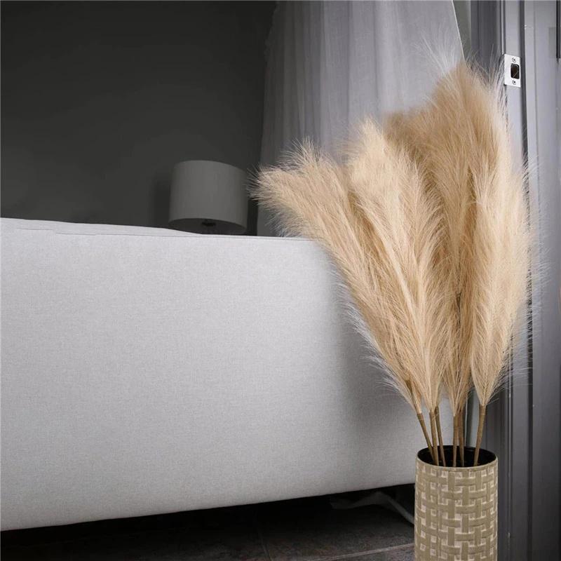 3pcs Large Artificial Pampas Grass 120cm Tall Fluffy Faux Reed Boho Home Wedding Decor Fake Flowers
