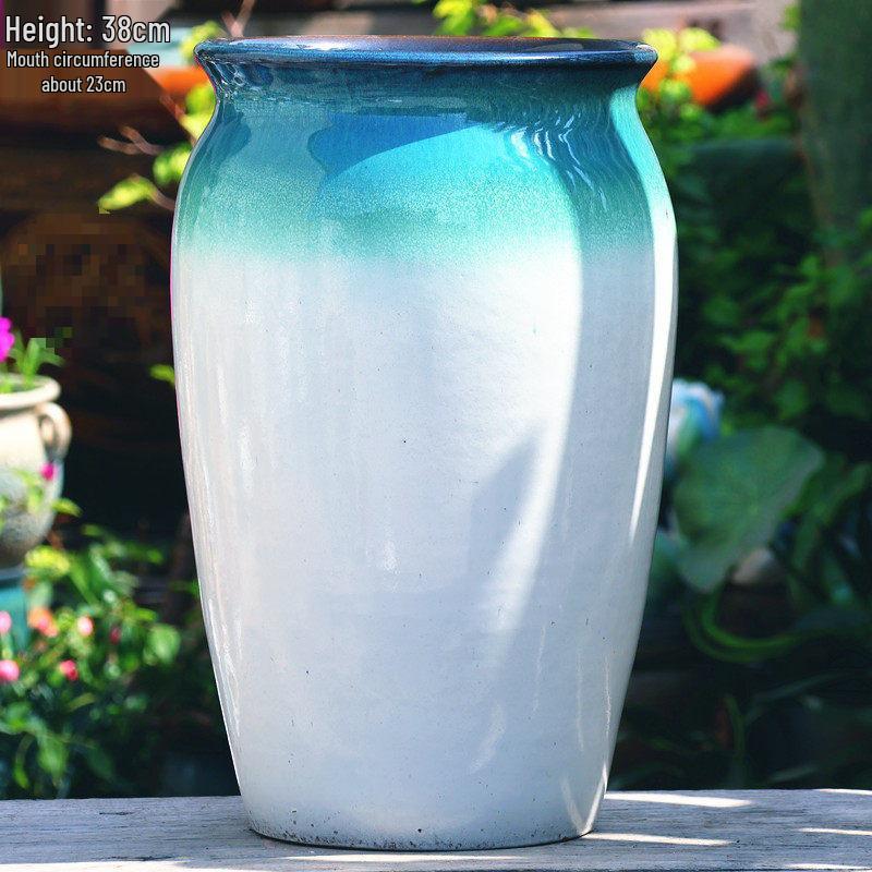 Large Vintage Ceramic Flower Pot for Indoor/Outdoor Plants - Breathable Tall Wide-Mouth Design for Bougainvillea & Succulents