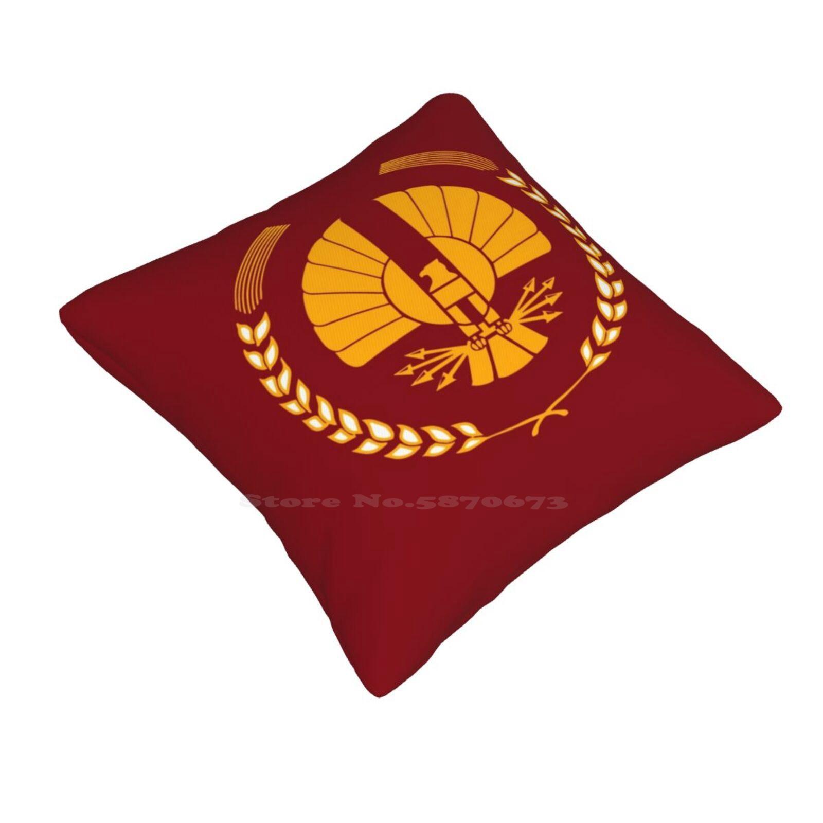 Panem Logo Throw Cushion Pillow Cover Hunger Games Logogami Emblem Symbol Flag Panem Capitol District Eagle Katniss Everdeen Peach skin 18*18(CM)-1Pcs