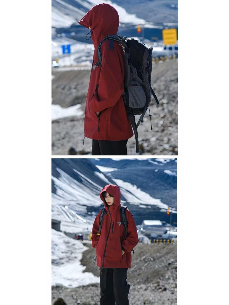 Damska Neutralna Trójodporna Wiatroszczelna Kurtka Górska - Funkcjonalna Jesienna Odzież Wierzchnia w Amerykańskim Stylu