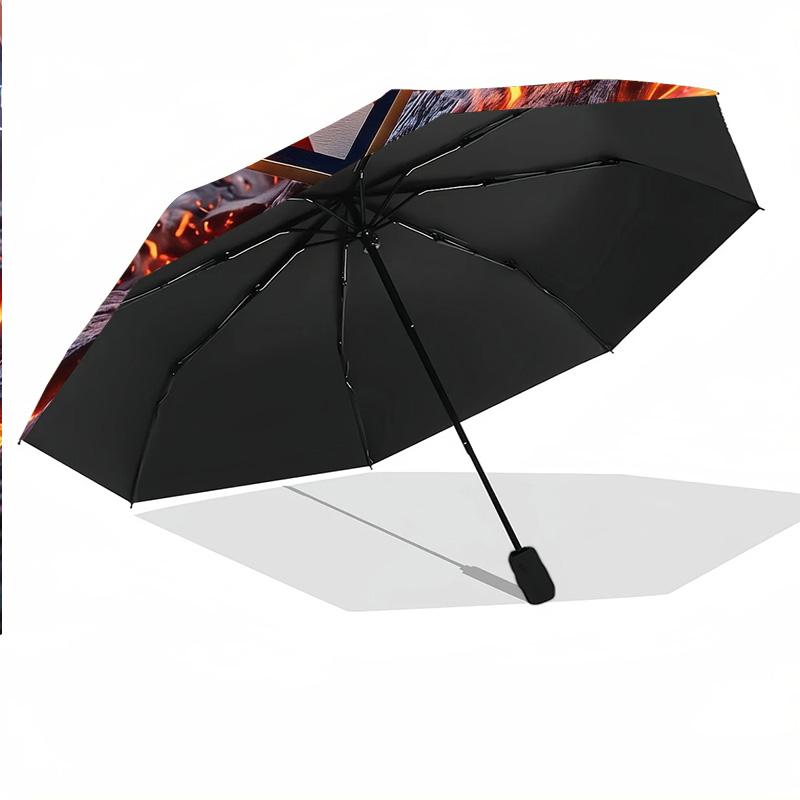 8 Rib Auto Folding Umbrella Atletico Madrid Print Custom Name Text Portable Rain Gear