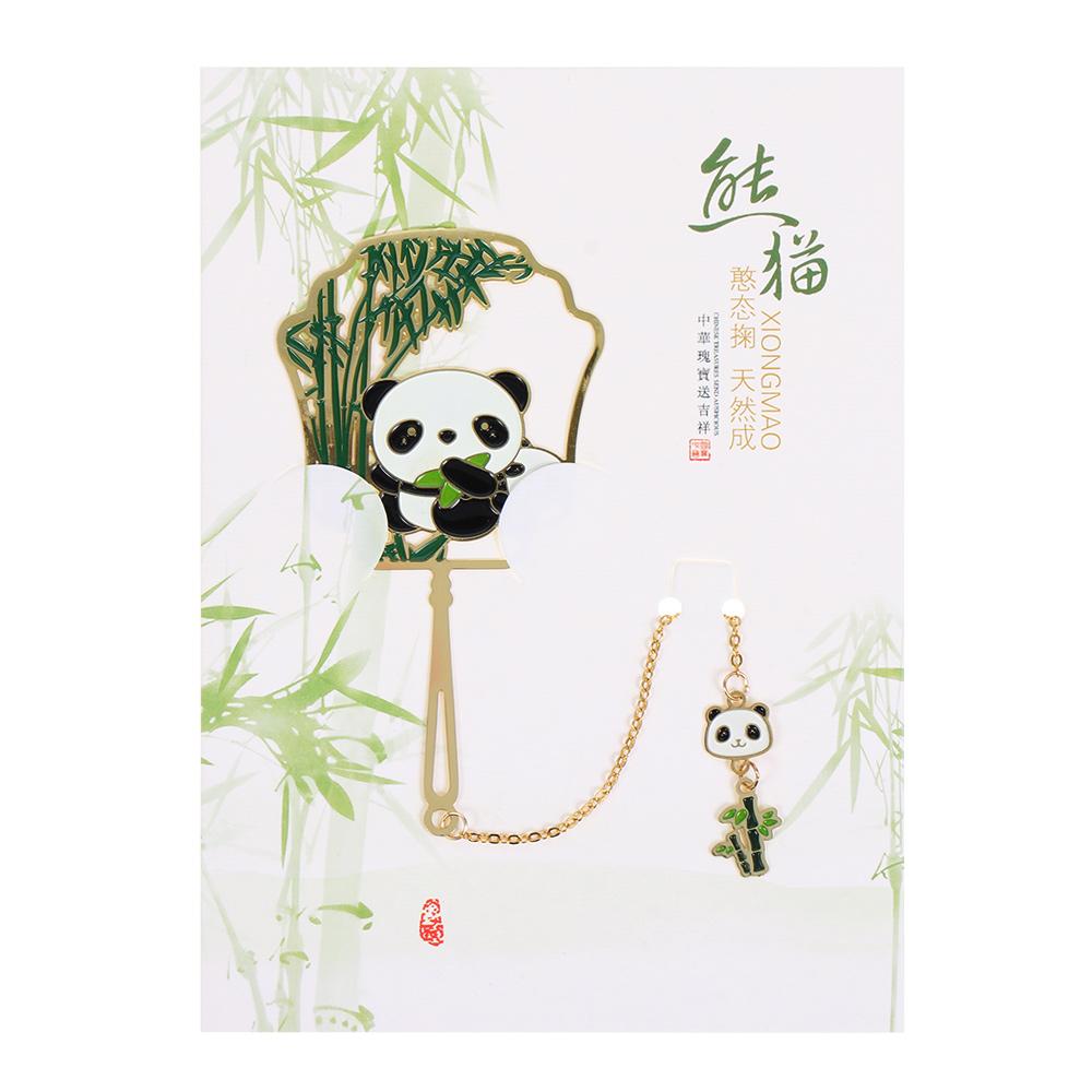 Chinesischer Stil Metall Retro Panda Lesezeichen Metall Anhänger Hohl Buchclip Quaste Seitenmarkierung Schreibwaren Geschenk Schulbedarf