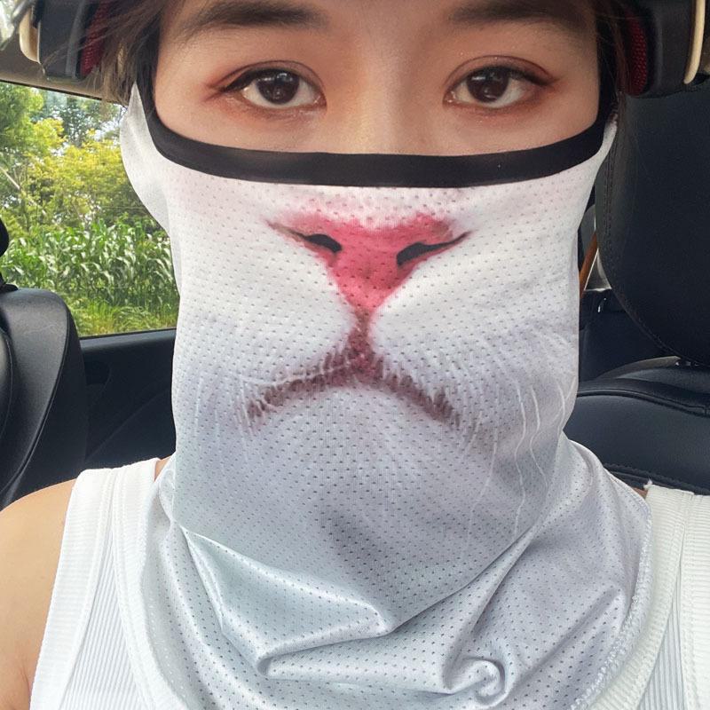 UV Protection Ear-Hanging Windproof Cycling Mask - Orange Cat Face Triangle Scarf
