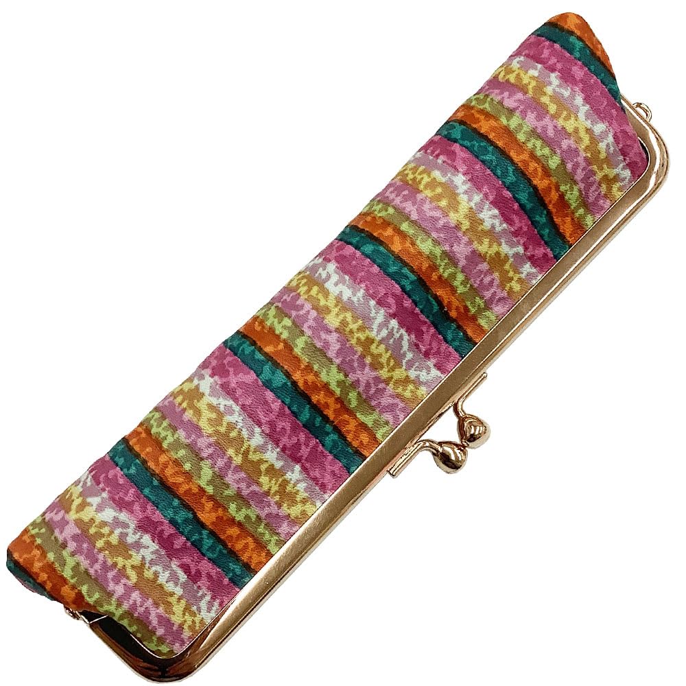 

HARUBE Киото Naniwaya Кошелек для монет с отделением, Кожа коровы, Крашение Юдзэн, Женский, №82-622 [Такахакуфу] (Розовый в полоску)