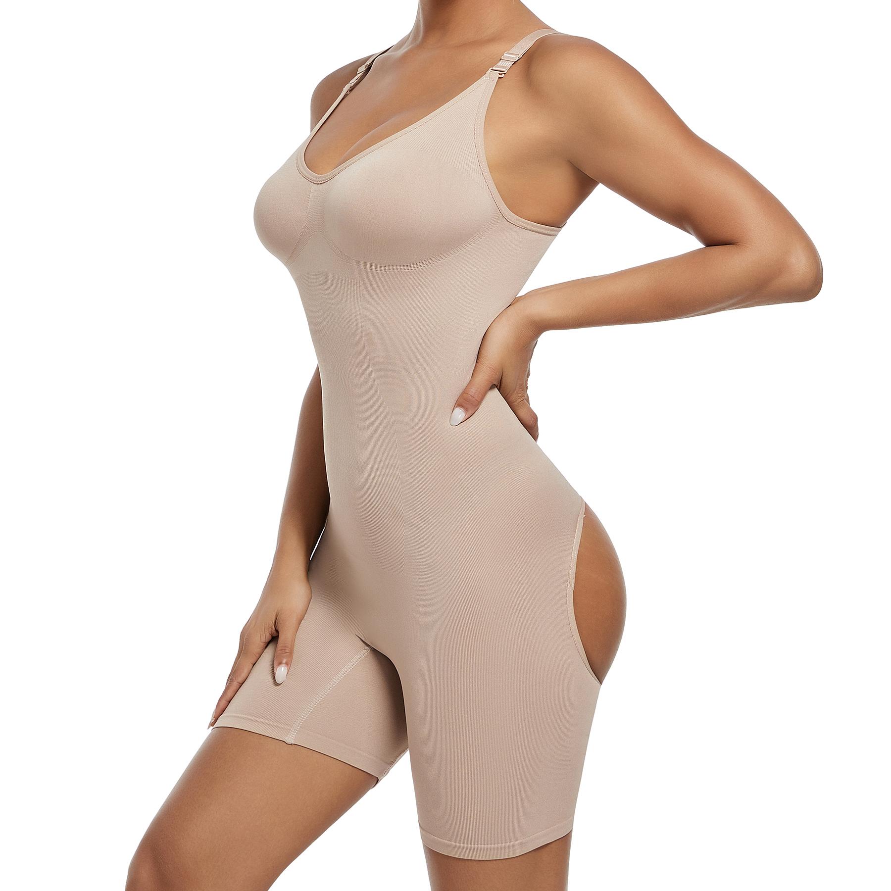 

Женское боди-стринги, корректирующее белье для контроля живота, формирователь всего тела, тренажер для талии, стройнее бедра, компрессионный трико с v-образным вырезом, топы M бежевый