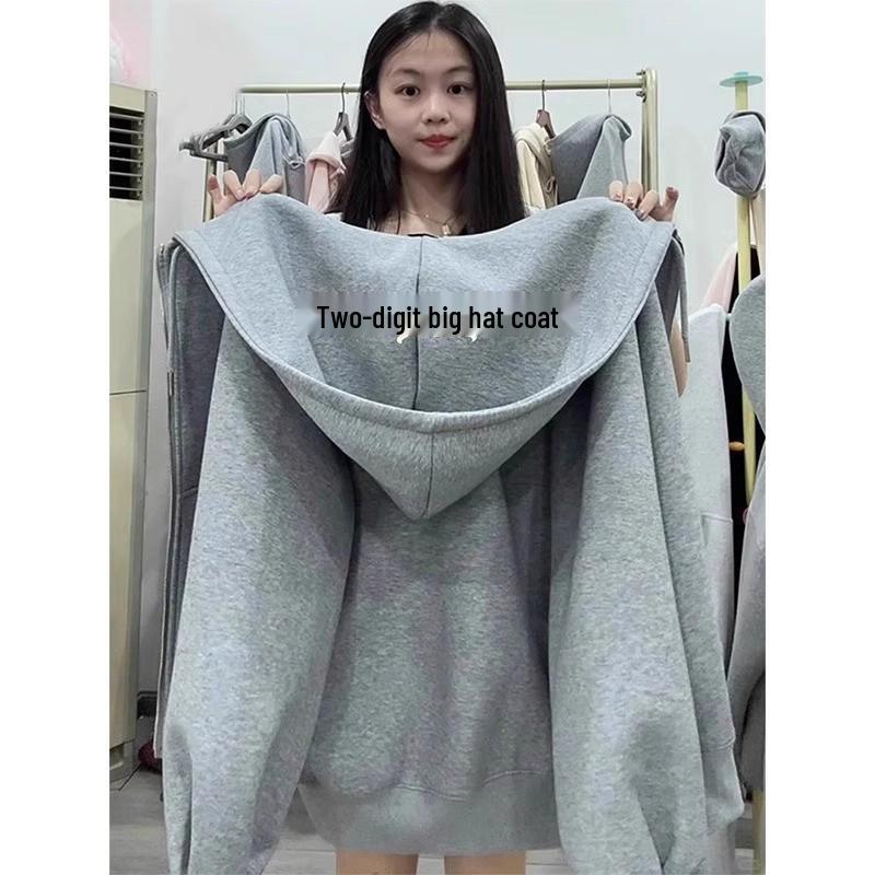 Women's Gray Sporty Hoodie and High-Waisted Skirt Set - Korean Style, Spring/Autumn 2026 Collection.