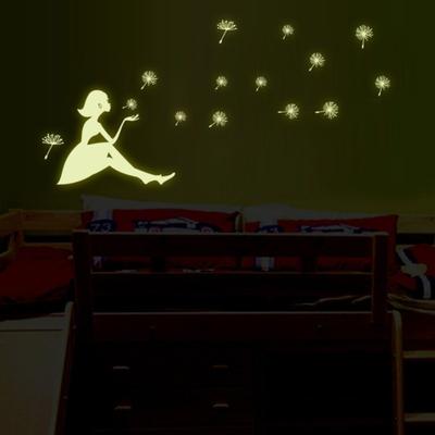 21cm*29.7cm Wall Stickers Dandelion Girl Luminous Stickers Living Room Bedroom Decoration PVC Wallpaper Wall Stickers Poster