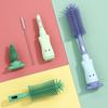 3Pcs/Set Baby Bottle Brush Set Silicone Nylon Bristles 360 Degree Deep Cleaning Cup Brush with Rabbit Shaped Holder