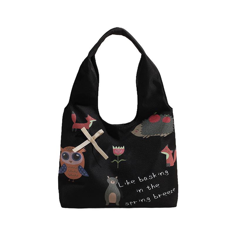 

Нейлоновая сумка большой вместимости Женская универсальная повседневная на плечо Сумка-тоут для поездок чёрный