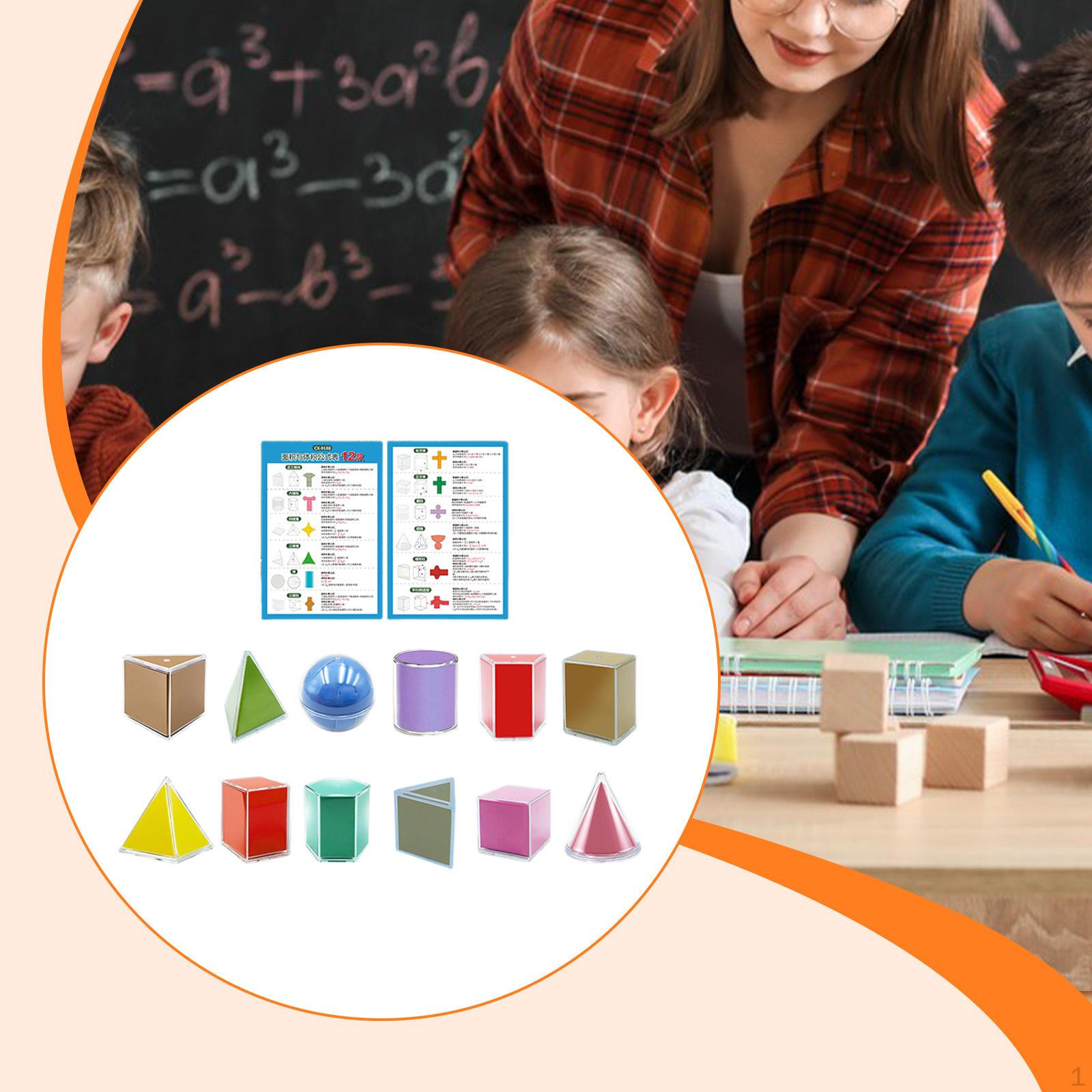12x Folding Geometric Shapes 3D Solids Back to School Supplies Educational Toys for
