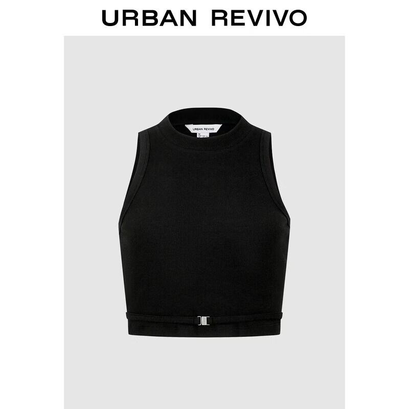 UR2026 Women s Round Neck Metal Buckle Tie-Up Vest L
