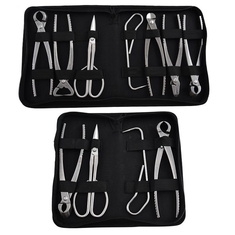 Portable Stainless Steel Gardening Tool Set with Pliers, Diagonal Cutters, Bud Shears, and Oxford Cloth Bag